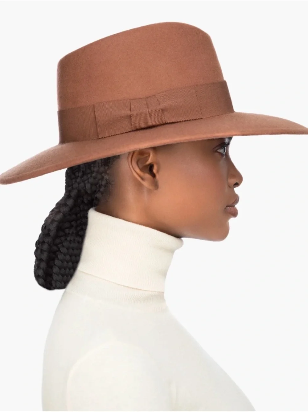 Eric Javits Wide-Brim Wool Fedora Hat in Russet - Picture 3 of 10